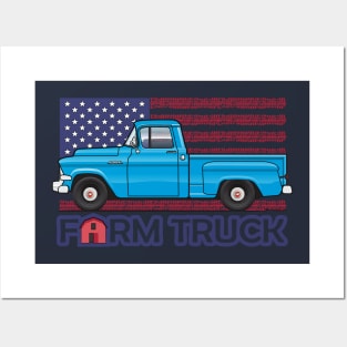 Blue Farm Truck Posters and Art